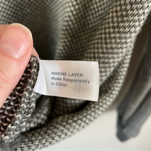 Marine Layer Enzo Contrast Trim Wool Blend Crew Neck Sweater Grey Size Medium - Picture 6 of 9